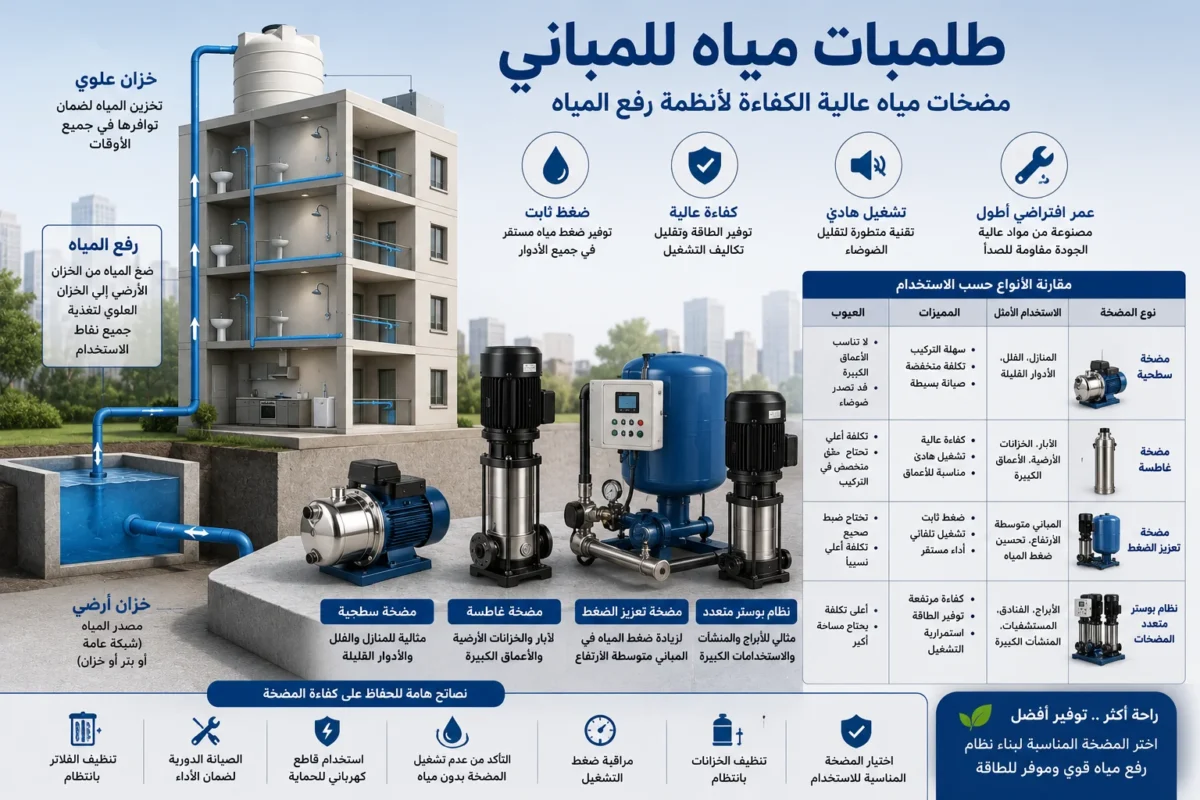 طلمبات مياه للمباني
